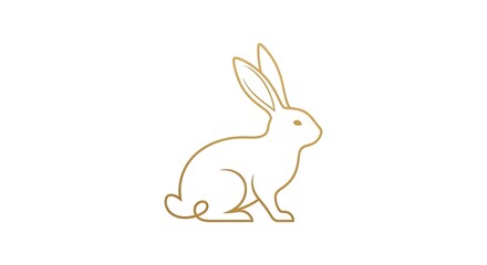 Obraz premium Golden line art rabbit sitting peacefully