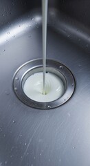 Water flowing down a sink drain.