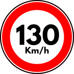 Speed limit 130 km/h traffic sign