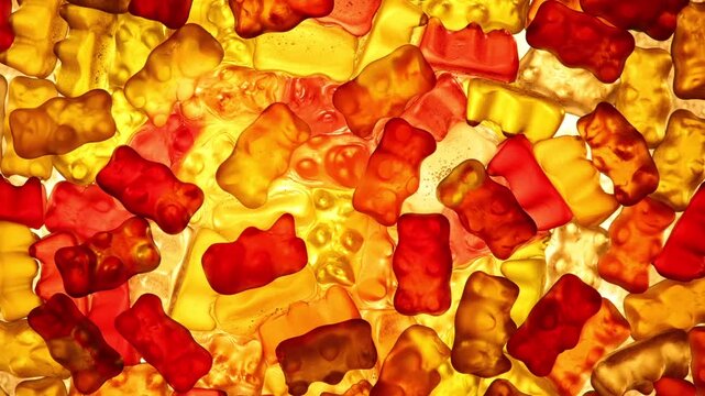 schmelzende und dann kochende Gelatine in Form von Gummib&auml;rchen