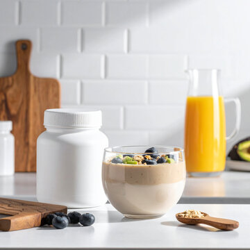 desayuno fitness saludable sano proteico en una cocina
