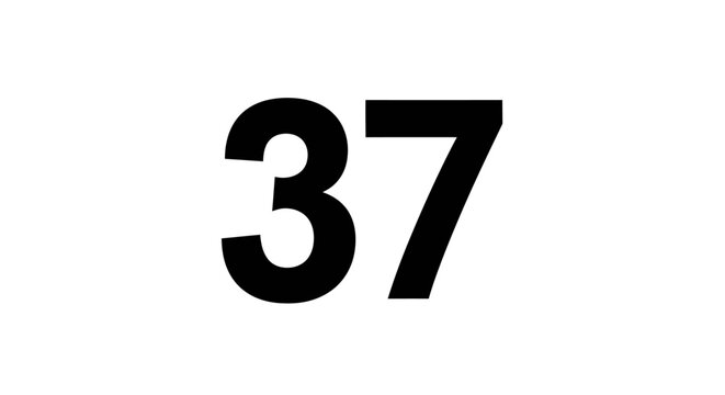 Black Number Thirty Seven on White.