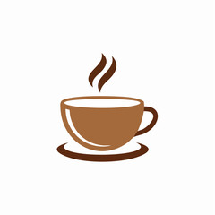 Obraz premium A steaming cup of coffee on a saucer, minimalist flat design, simple vector illustration, coffee break, relaxing atmosphere