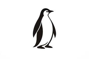 Obraz premium Simple and elegant black and white illustration of a penguin, a charming symbol of the animal kingdom, perfect for various design applications