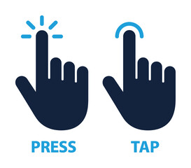 Fototapeta premium Vector graphic illustrates the difference between press and tap actions with two hands