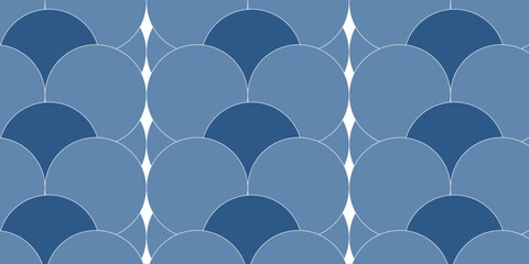 Navy blue fish scales pattern. fish scales pattern. fish scales seamless pattern. Decorative elements, clothing, paper wrapping, bathroom tiles, wall tiles, backdrop, background. © MUHAMMAD