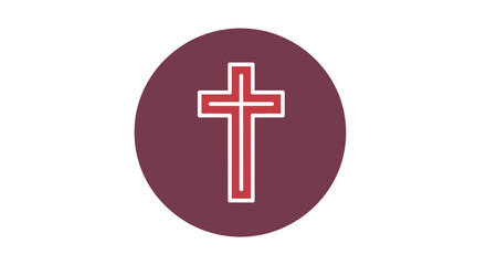 Obraz premium Christian Cross Symbol on Maroon Circle.