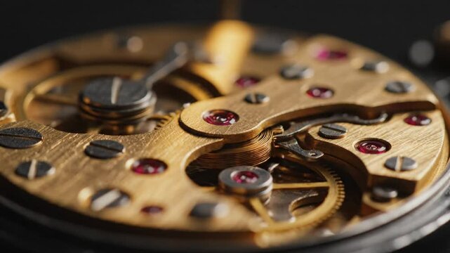 Detailed close-up of a wristwatch mechanism revealing the intricate internal components and movements