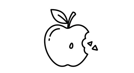 Bitten Apple Outline Icon Vector Sketch Healthy Snack