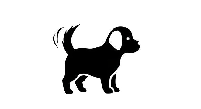 Happy Dog Silhouette Wagging Tail Motion Graphic Symbol