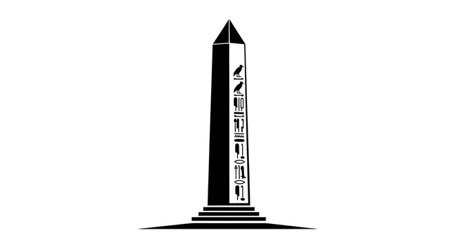 Egyptian Obelisk Icon Black Minimalist Hieroglyph Architecture