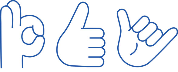  Hand line icon set. Vector Illustration 