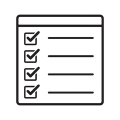 A minimalist black and white line art icon representing a completed to-do list, project management checklist, or daily task success.