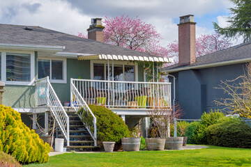 Small patio on back yard of family residential house
