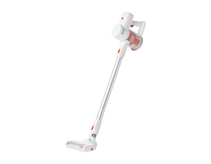 White background showcases sleek cordless vacuum technology. Lightweight wireless cleaning machine perfect for modern household chores and floor care.
