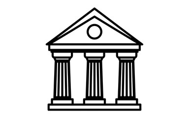 Obraz premium A simple line drawing of a building with columns and a triangular roof