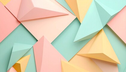 Obraz premium Soft pastel geometric abstract background with overlapping papercraft shapes creating a pleasing minimalist texture and contemporary artistic design