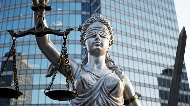 Statue of Justice with scales and sword
