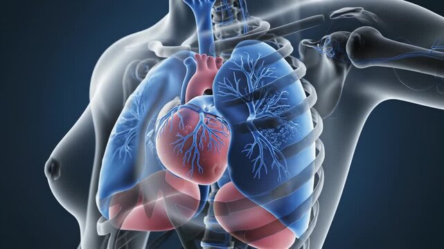 Human heart and lungs anatomy