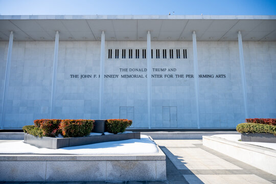 Washington, DC, USA - 2.5.2026: Sign on the Donald Trump John F. Kennedy Center for the Performing Arts