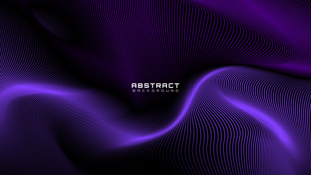 3D purple lines techno abstract background overlap layer on dark space with waves effect decoration. Modern graphic design element stripes style concept for web, poster, flyer, card, or brochure cover