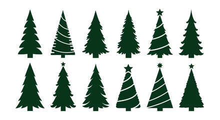 Obraz premium Collection of Diverse Christmas Tree Silhouettes for Festive Design.