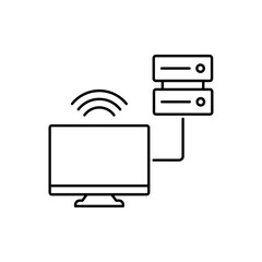 icon a remote server with wireless wifi connectivity and hardware racks, isolated against a clean background.