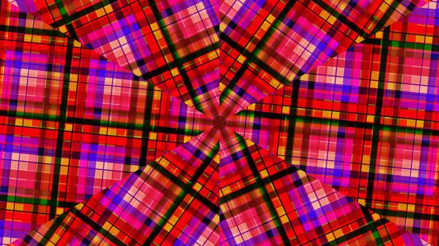 Vibrant Plaid Pattern Kaleidoscope Rotation.