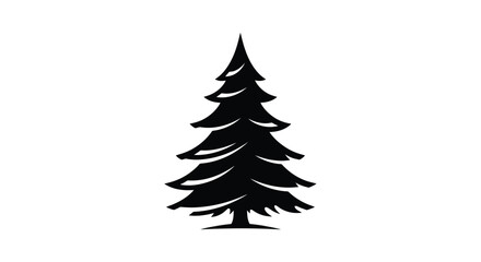 Obraz premium Stylized Black Silhouette of a Pine Tree.