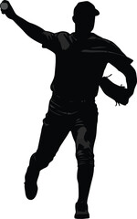 Dynamic silhouette of athlete throwing ball with intense motion in sports action sequence