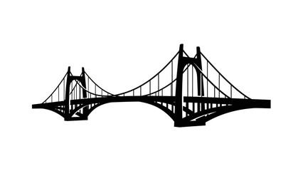 Fototapeta premium Suspension Bridge Silhouette Illustration Design Element.