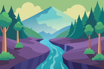 Serene Stream Flowing Uphill Through Gravity Field