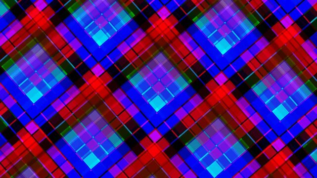Vibrant Plaid Pattern with Red Blue Colors.