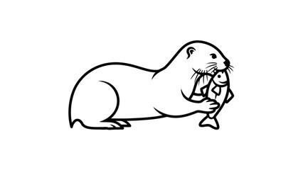 Obraz premium Seal Holding Baby Seal in Mouth.