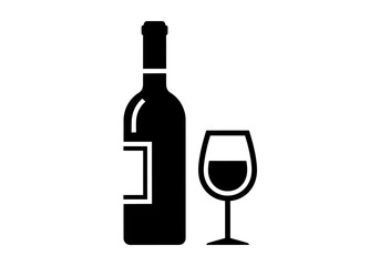 vector illustration of a bottle and glass of wine