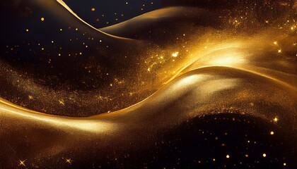 dark cosmic gold abstract background with glitter