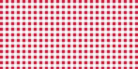 Fototapeta premium A seamless gingham pattern set. Plain red checkered and striped wallpaper for textiles, fabric designs, tablecloths, and clothing covers. Eps10 vector
