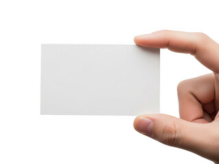 Obraz premium Hand holding blank business card isolated on transparent background