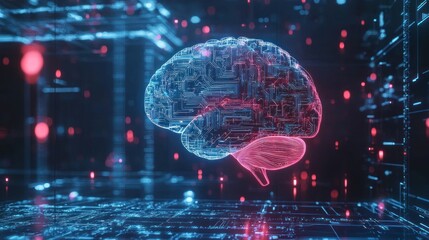 Digital brain with futuristic design