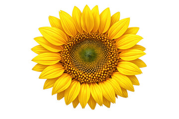 Fototapeta premium Bright yellow sunflower blooming, showing petals and seeds. Natural summer floral beauty on transparent background