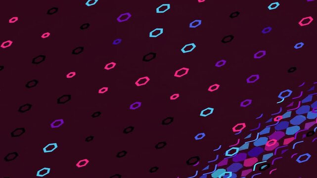 Abstract Dark Purple Background with Colorful Geometric Shapes Pattern