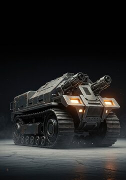 A colossal machine with heavy armor plating drives relentlessly forward, symbolizing overwhelming power and unstoppable industrial momentum and force ,automation ,terrain ,construction