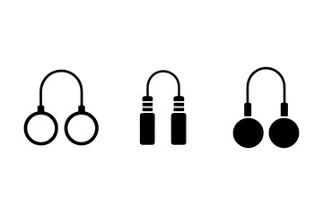 A set of three minimalist jump rope icons in black silhouette on a white background