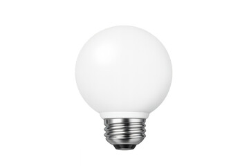 Modern led bulb isolated on transparent background, featuring an opal white globe and metal screw base