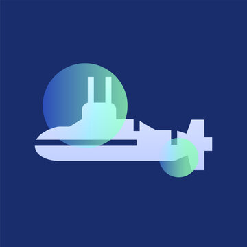 submarine  glassmorphism illustration.