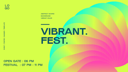 Colorful abstract shape gradient background. Modern vibrant neon color banner poster template, Geometric futuristic design for flyer, cover, card. Vector illustration for event and music © Universtock