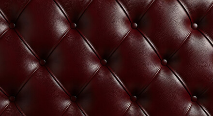 Fototapeta premium Close up of luxury burgundy red quilted leather texture with diamond pattern and buttons