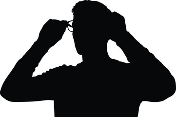 Single black abstract head silhouette portrait minimal flat vector illustration