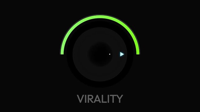 Utilizing digital virality with green progress indicator and play symbol on black background for online marketing success