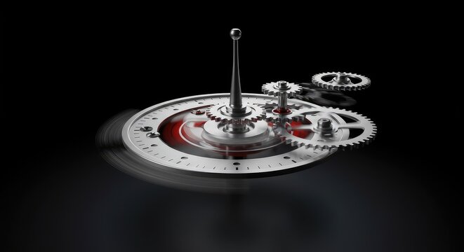 Clock mechanism gears rapidly spinning to depict urgency and the pressurized requirement for efficiency and immediate timely completion ,fast ,accelerating ,prompt